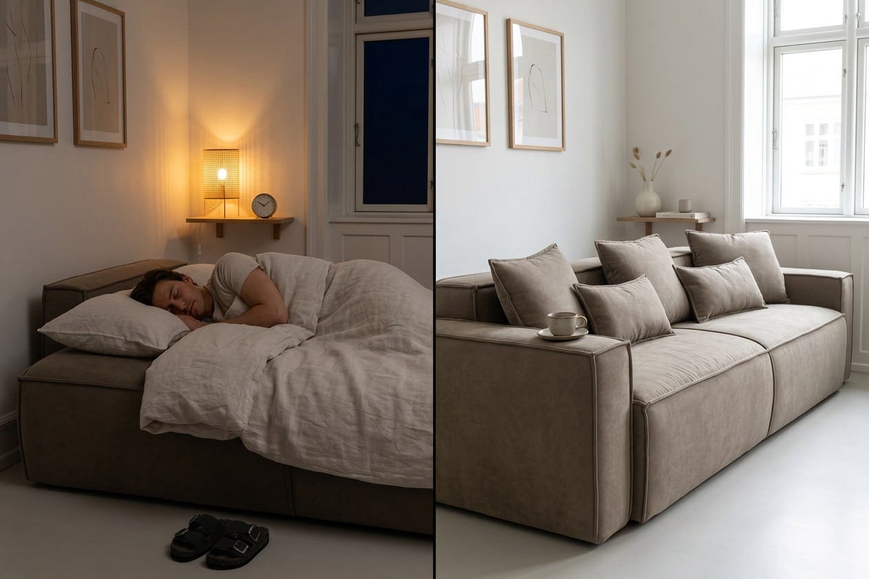 Multifunktionelle møbler i en moderne lejlighed