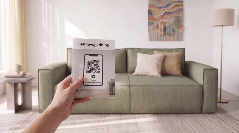 Samlevejledning med QR-kode til video-guide